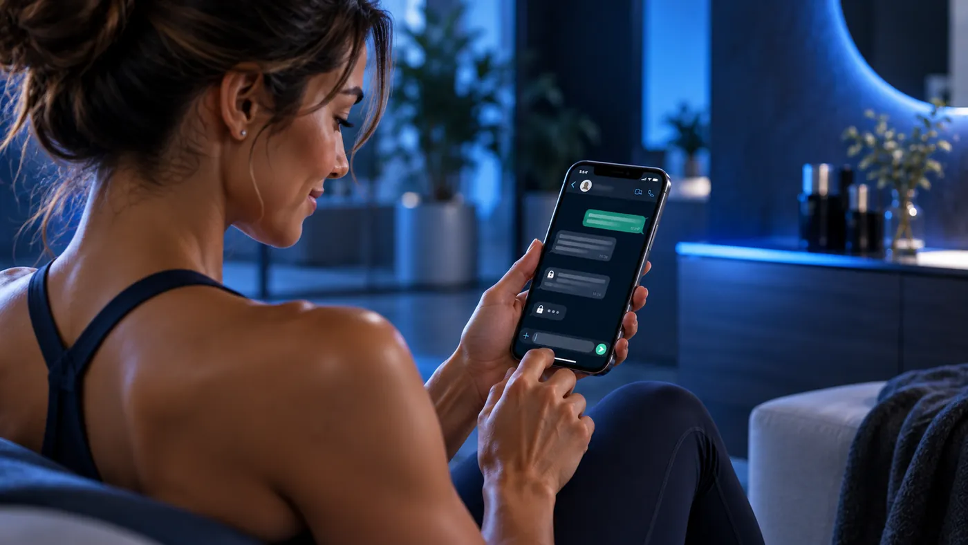 Persona escribiendo a Bio Cell por WhatsApp desde su celular